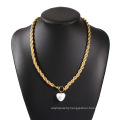 Fashion twist chain heart-shaped pearl pendant alloy necklace cold wind clavicle chain